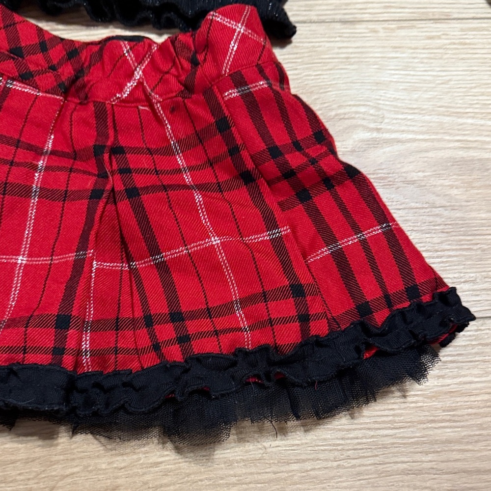 Plaid Red & Black With Silver accents Skirt & long sleeve black top - Picture 9 of 12